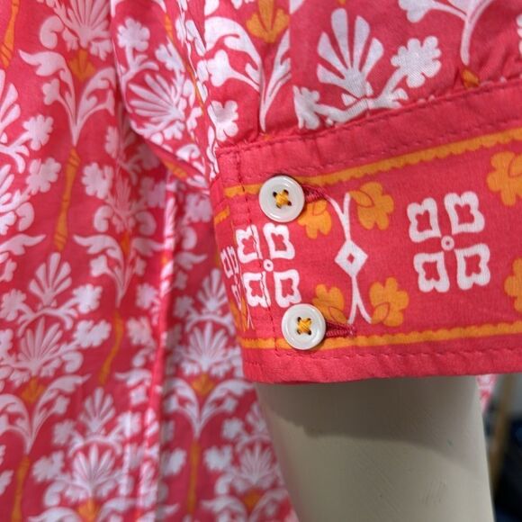 TALBOTS DAMASK BOUQUET POPOVER CORAL AND WHITE - Picture 5 of 9